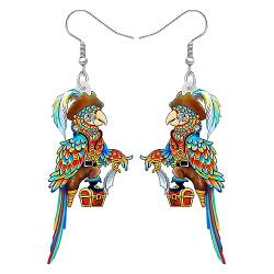RAIDIN Acryl Kreative süße Halloween Piraten Serie Papagei Ohrringe für Damen Mädchen Scarlet Macaw Baumeln Tropfen Haken Ohrringe Schmuck Geschenke für Vogelliebhaber (Messer Multi) von RAIDIN