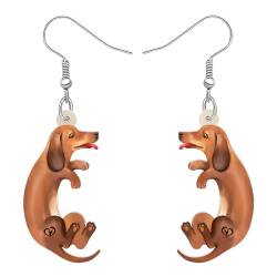 RAIDIN Acryl Lieblich Dackel Hund baumeln Tropfen Ohrringe Schmuck für Damen Mädchen süße Welpen Haustiere Haken Ohrringe Geschenke für Hundeliebhaber Charms (Beige) von RAIDIN