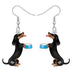 RAIDIN Acryl Lieblich Dackel Hund baumeln Tropfen Ohrringe Schmuck für Damen Mädchen süße Welpen Haustiere Haken Ohrringe Geschenke für Hundeliebhaber Charms (Grau) von RAIDIN