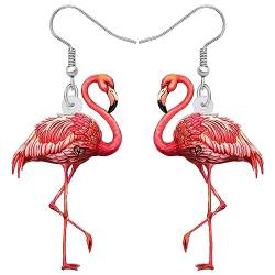 RAIDIN Acryl Süße Flamingo baumeln Haken Ohrringe Geschenke für Mädchen Kinder Cartoon Vogel Schmuck für Damen Vögel Liebhaber Charms (Rot) von RAIDIN