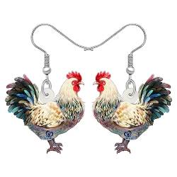 RAIDIN Acryl Süße Henne Hahn Huhn Bauernhof Tier Ohrringe für Damen Mädchen Hypoallergene Baumeln Haken Ohrringe Schmuck Geschenke für Huhn Liebhaber Party Dekorationen (Beige) von RAIDIN