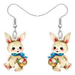 RAIDIN Acryl kreative Ostern Hase baumeln Haken Ohrringe Geschenke für Damen Mädchen Kinder süße Anime Korb Kaninchen Eier Schmuck für Geburtstag Party Festival Dekorationen (Gelb) von RAIDIN