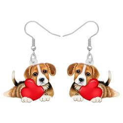 RAIDIN Acryl kreative Valentinstag baumeln Ohrringe Geschenke für Damen Mädchen Kinder süße Hund Hündchen Schmuck für Haustiere Liebhaber Geburtstag Party Dekorationen (Beagle B) von RAIDIN