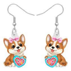 RAIDIN Acryl kreative Valentinstag baumeln Ohrringe Geschenke für Damen Mädchen Kinder süße Hund Hündchen Schmuck für Haustiere Liebhaber Geburtstag Party Dekorationen (Corgi) von RAIDIN