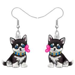 RAIDIN Acryl kreative Valentinstag baumeln Ohrringe Geschenke für Damen Mädchen Kinder süße Hund Hündchen Schmuck für Haustiere Liebhaber Geburtstag Party Dekorationen (Husky) von RAIDIN