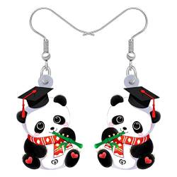 RAIDIN Acryl niedlich kreativ Tier Panda Ohrringe für Damen Mädchen Tiere Hypoallergene Dangle Haken Ohrringe Schmuck für Geschenke Tierliebhaber Dekorationen (Schnee) von RAIDIN