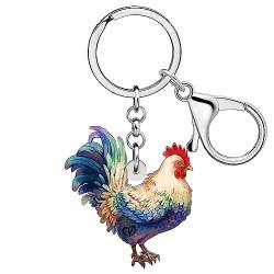 RAIDIN Acryl süße Huhn Henne Hahn Schlüsselanhänger für Damen Schlüsselringe Geschenke für Auto Handtasche Taschen Schlüssel Haustierliebhaber (Himmel) von RAIDIN