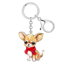 RAIDIN Acryl süße Hund Haustiere Schlüsselanhänger für Damen Mädchen Kawaii Welpe Schlüsselring Geschenke für Geldbeutel Autoschlüssel Hundeliebhaber (Chihuahua B) von RAIDIN