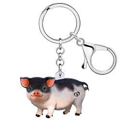 RAIDIN Acryl süße Schwein Schlüsselanhänger für Damen Schweinchen Schlüsselring Geschenke für Auto Geldbeutel Taschen Schlüssel Haustiere Liebhaber (Schwarz) von RAIDIN