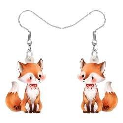 RAIDIN Acryl süße Weihnachten Fuchs baumeln Haken Ohrringe Geschenke für Damen Mädchen Kinder Tierschmuck für Urlaub Party Favors Dekorationen (Orange) von RAIDIN