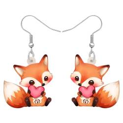 RAIDIN Acryl süße Weihnachten Fuchs baumeln Haken Ohrringe Geschenke für Damen Mädchen Kinder Tierschmuck für Urlaub Party Favors Dekorationen (Valentinstag) von RAIDIN