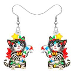 RAIDIN Acryl süße Weihnachten Katze Haustiere Ohrringe für Damen Mädchen Anime Kätzchen baumeln Haken Ohrringe Schmuck Geschenke für Katzenliebhaber (Mehrfach) von RAIDIN