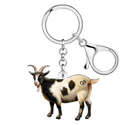 RAIDIN Acryl süße Ziege Schlüsselanhänger für Damen Mädchen Schafe Schlüsselring Schmuck für Auto Geldbeutel Taschen Schlüssel Tierliebhaber Zubehör (Schwarz) von RAIDIN