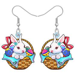 RAIDIN Acryl süßen Osterhasen baumeln Haken Ohrringe für Damen Mädchen Kinder bunte Anime Korb Kaninchen Eier Schmuck Geschenke für Party Festival Dekorationen (Arktis) von RAIDIN