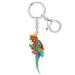 RAIDIN Acryl süßen Papagei Schlüsselanhänger für Damen Mädchen Scarlet Macaw Schlüsselring Geschenke für Auto Handtasche Schlüssel Vogelliebhaber Zubehör (Mehrfach) von RAIDIN