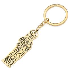 RAIDIN Edelstahl 18K Gold Silber Plattiert Jesus Charms Schlüsselanhänger Kreuz Christliche Geschenke für Männer Frauen Auto Handtasche Schlüssel Dekorationen (Gold-177) von RAIDIN