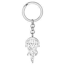 RAIDIN Edelstahl süße Ozean Tier Quallen Schlüsselanhänger Schlüsselring Schmuck Geschenke für Damen Mädchen Auto Geldbörse Schlüssel Accessoire (Silber-160) von RAIDIN