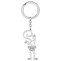 RAIDIN Edelstahl süße Tier Affe Schlüsselanhänger Wild Life Schmuck Geschenke für Frauen Mädchen Auto Handtasche Schlüssel Zubehör (Silber-204) von RAIDIN