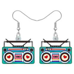 RAIDIN Niedlich Acryl Valentinstag Haken Ohrringe für Damen Mädchen Weird Funny Jukebox TV Kassette Band mit Herz Dangle Ohrringe Schmuck für Geschenke Party Charms (Blau) von RAIDIN