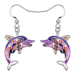 RAIDIN Süße Emaille Legierung Ozean Tier Kreative Delphin Baumeln Tropfen Ohrringe für Damen Mädchen Mode Meer Tierschmuck für Geschenke Geburtstag Charms (Amethyst) von RAIDIN