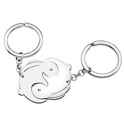 RAIDIN Valentinstag Geschenke für ihn ihr süße Hase 2pcs Paar Schlüsselanhänger Kaninchen Schlüsselring für Freund Freundin (Silber-182 Hase) von RAIDIN