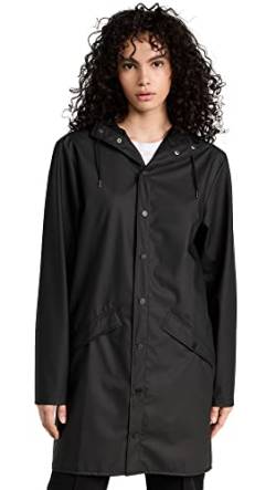 RAINS Unisex Lange wasserdichte Jacke, 01 Schwarz, M von RAINS