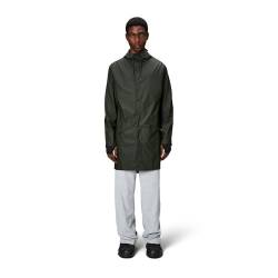 RAINS Unisex Lange wasserdichte Jacke, 03 Grün, L von RAINS