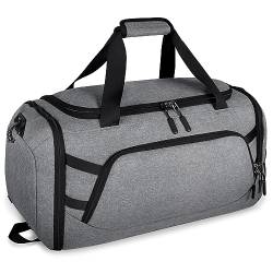 RAINSMORE Sporttasche Herren Reisetasche Groß 40L Weekender Damen mit Schuhfach Nassfach Wasserdicht Gym Bag Travel Bag Saunatasche Grau von RAINSMORE