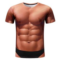 RAISEVERN 3D T-Shirt Herren Pseudomuskeln Lustig Coole Muskeln Druck Tshirt Jugendliche Junge Männer Party Geschenk Bekleidung, XL von RAISEVERN