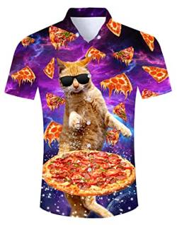 RAISEVERN Galaxie Hemd Herren 3D Lustige Pancake Kat Druck Hässliche Bad Taste Männer Freizeithemden Hawaii Jugendliche Jungen Party Geschenk, XL von RAISEVERN