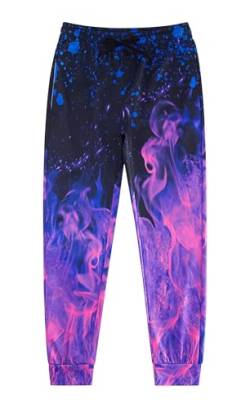 RAISEVERN Jogginghose Lila Jungen Coole 3D Druck Hose Lustige Kinder Hosen Mädchen Smog Sporthose Jugendliche Party Geschenk Hip Hop Bekleidung, 10-11 Jahre, 150 von RAISEVERN