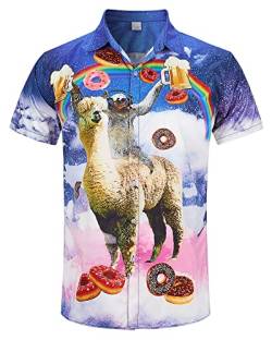 RAISEVERN Mens Shirts Alpaca Sloths Bad Taste Ugly Stag 3D Printed Funny Beer Funky Loud Rave Awful Crazy Hawaiian Loud Shirt Gifts, M von RAISEVERN