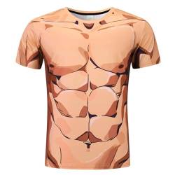 RAISEVERN Tshirt Herren Lustig 3D Druck Coole Muskeln Effekt Männer Jugendliche Junge T-Shirt Party Geschenk Bekleidung, L von RAISEVERN