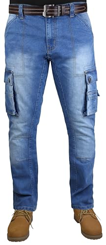 RAK Herren Jeans Multi -Taschen Herren Cargo Hose Herren Arbeitshose Arbeit Jeans Multi -Taschen (RAK-J1-BLUE5-36WX32L) von RAK SPORTSWEAR