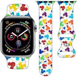 Cartoon-Armbänder, kompatibel mit Apple Watch, 38 mm, 40 mm, 41 mm, 42 mm, 44 mm, 45 mm, 49 mm, verstellbares, austauschbares süßes Armband, weiches Silikon, Sport-Armbänder für iWatch Ultra Serie 9, von RAMOFANE