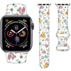 Cartoon-Armband, kompatibel mit Apple Watch-Armband, 42 mm/44 mm/45 mm, Armbänder für iWatch Serie 7 6 5 4 3 2 1 SE, Silikon-Muster, bedrucktes Sport-Uhrenarmband von RAMOFANE