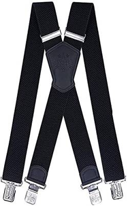 Ranger Hosenträger für Herren X-förmige 5cm breit verstellbar und elastisch mit einem sehr starken Clips (schwarz 1) von RANGER