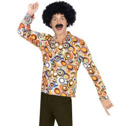 RANJIMA 60er 70er Herren Jahre Disco Tänzer Hippie Shirt，Party Disco Kostüm für Halloween, Karneval Jahre Party Männer faschingskostüme-XXL von RANJIMA