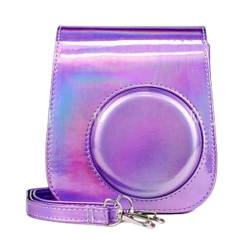 RANRAO Sofortbildkamera Schutzhülle Kompatibel mit Instax Mini 12/11/9/Ledertasche PU Leder Kameratasche mit Fototasche und Verstellbarem Gurt, Wie abgebildet, Magical Purple von RANRAO