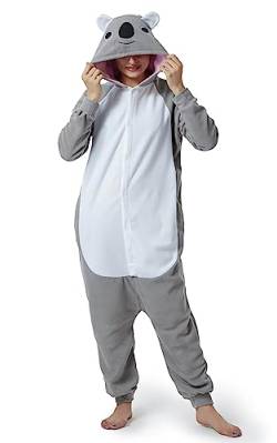 RANSUU Relaxo Kostüm Koala Onesie Jumpsuit Tier Relax Kostuem Duckbill Damen Herren Pyjama Fasching Halloween Schlafanzug Cosplay Erwachsene Karneval Einteiler Grey M von RANSUU