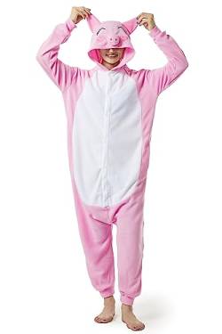 RANSUU Relaxo Kostüm Schwein Onesie Jumpsuit Tier Relax Kostuem Duckbill Damen Herren Pyjama Fasching Halloween Schlafanzug Cosplay Erwachsene Karneval Einteiler S von RANSUU