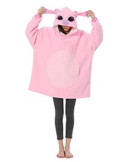 RANSUU Stitch Übergröße Hoodie Decke Sweatshirt Tragbare Decke mit Ärmeln und Taschen für Erwachsene Männer Frauen Teens Sherpa Einheitsgröße Pink von RANSUU