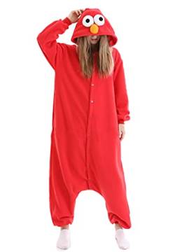 Relaxo Kostüm Cookie Monster Onesie Elmo Einteiler Jumpsuit Sesamstraße Relax Kostuem Pyjama Fasching Halloween Schlafanzug Cosplay Erwachsene Karneval Red L von RANSUU