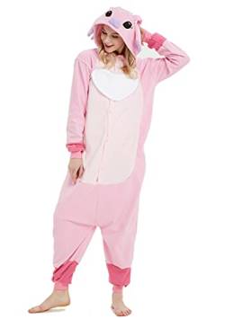 Relaxo Kostüm Stitch Onesie Einteiler Jumpsuit Tier Relax Kostuem Damen Herren Pyjama Fasching Halloween Schlafanzug Cosplay Erwachsene Karneval Stitch Pink M von RANSUU