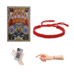 Tibetisches Glücksarmband Buddhistisches Armband Buddha Rotes Armband Handgefertigte Armbänder Glücksbringer Geschenk Einstellbare Größe Mit Bemalten Zaki Karten Für Männer & Frauen（2 Stück） von RAOLAWOBA