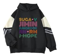You Never Walk Alone Kpop Hoodies RM Jin J-Hop Hip Hop Hoody Jumper Jung Kook V JiMin Suga Seven With You Sweatshirts, Seven Black-1, 38 von RAQUE