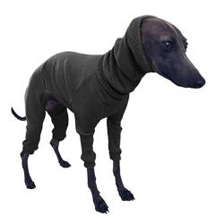 RARIDA Whippet Italian Greyhound Kleidung Leichter Hundeoverall for mittelgroße große Hunde Rollkragen-Haustier-Pyjamas Onesies for Schäferhunde (Color : Balck, Size : L) von RARIDA