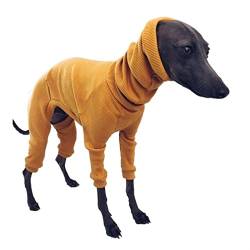 RARIDA Whippet Italian Greyhound Kleidung Leichter Hundeoverall for mittelgroße große Hunde Rollkragen-Haustier-Pyjamas Onesies for Schäferhunde (Color : GELB, Size : 4XL) von RARIDA