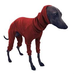 RARIDA Whippet Italian Greyhound Kleidung Leichter Hundeoverall for mittelgroße große Hunde Rollkragen-Haustier-Pyjamas Onesies for Schäferhunde (Color : Rot, Size : L) von RARIDA