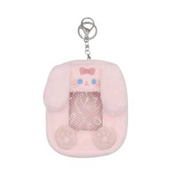 RARITYUS Fuzzy Plush Kpop Fotokartenhalter mit Schlüsselanhänger, niedliche Tiere, Geldbörse, Münzbörse, Bankausweis, Kreditkartenhalter für Kinder und Frauen, Pink Bunny, Einheitsgröße von RARITYUS